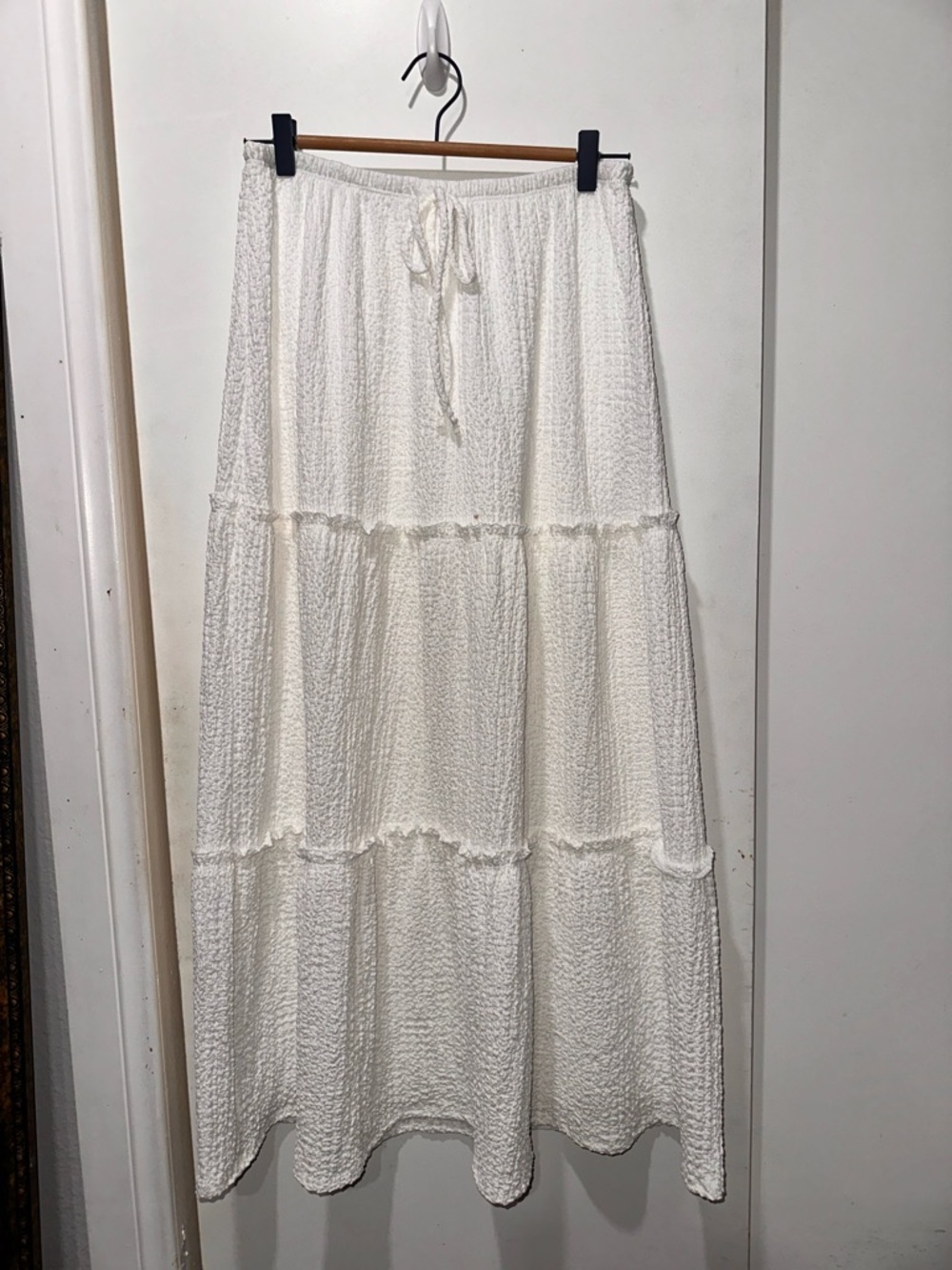 Women's White Tiered Maxi Skirt - Lightweight Summer Skirt